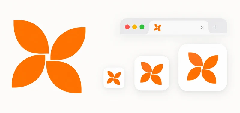 Ein orangefarbenes Logo als Website-Icons in mehreren Größen.